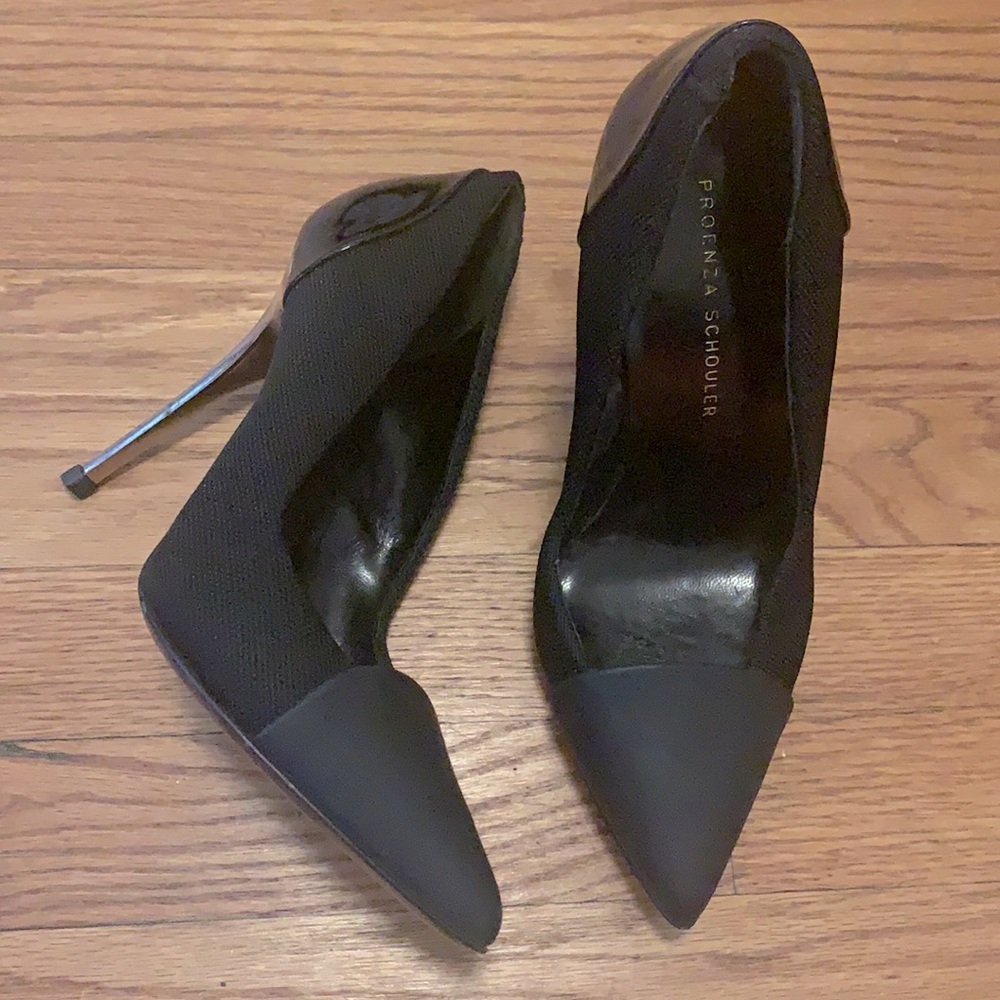 Proenza Schouler two tone black pumps with silver heel.  Worn once size 36